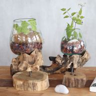 Gesmolten Glas op hout met standaard - Large Bowl
