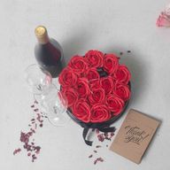 Zeep Bloemen Cadeau Set - 14 Rode Rozen - Rond