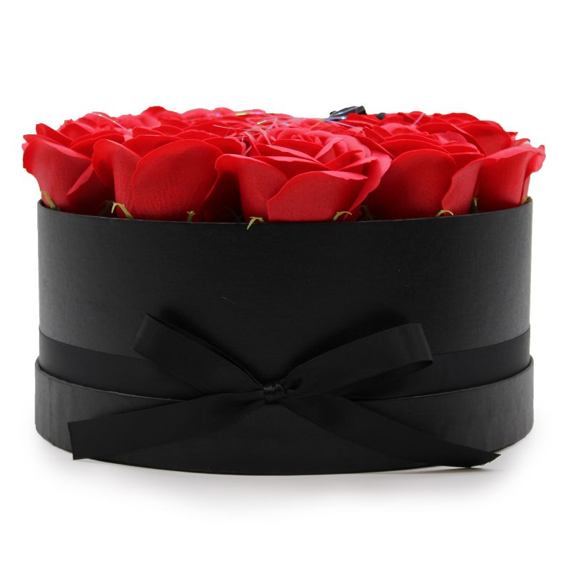 Zeep Bloemen Cadeau Set - 14 Rode Rozen - Rond
