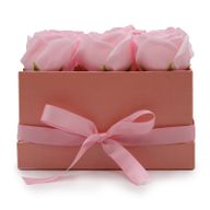 Zeep Bloemen Cadeau Set - 9 Roze Rozen - Vierkant