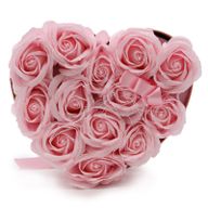 Zeep Bloemen Cadeau Set - 13 Roze Rozen - Hartvorm