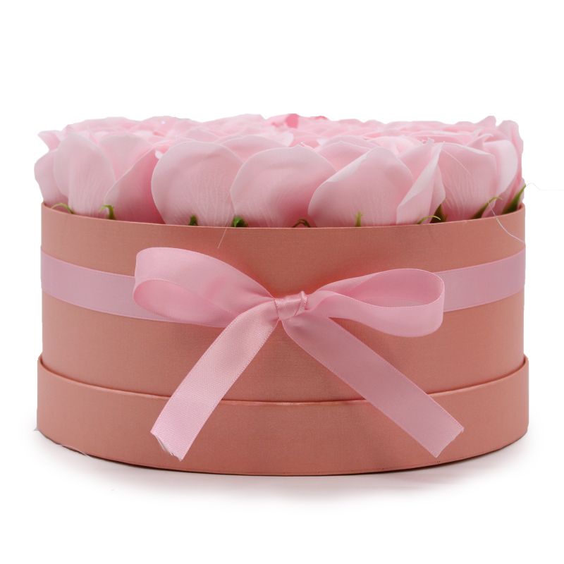 Zeep Bloemen Cadeau Set - 14 Roze Rozen - Rond