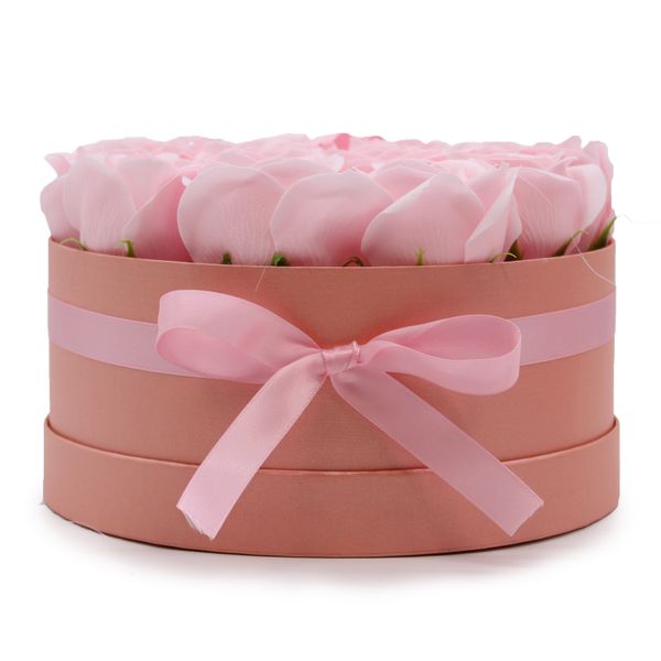 Zeep Bloemen Cadeau Set - 14 Roze Rozen - Rond