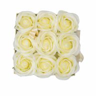 Zeep Bloemen Cadeau Set - 9 Crème Rozen - Vierkant