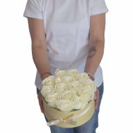 Zeep Bloemen Cadeau Set - 9 Crème Rozen - Vierkant