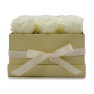 Zeep Bloemen Cadeau Set - 9 Crème Rozen - Vierkant