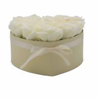 Zeep Bloemen Cadeau Set - 13 Crème Rozen - Hartvorm