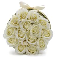Zeep Bloemen Cadeau Set - 14 Crème Rozen - Rond
