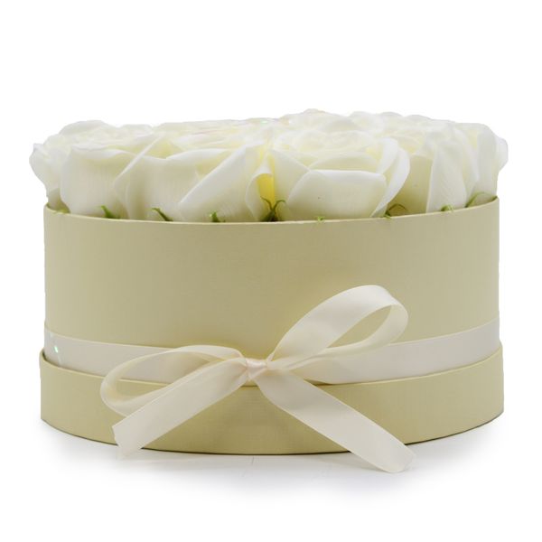 Zeep Bloemen Cadeau Set - 14 Crème Rozen - Rond