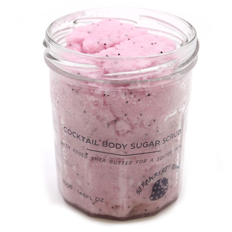 Geparfumeerde Suiker Body Scrub - Aardbeien Rum - 300gr