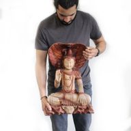 Hand Gesneden Boeddha Beeld -50cm Shiva with Cobra