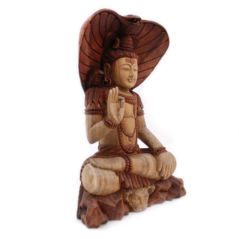 Hand Gesneden Boeddha Beeld -50cm Shiva with Cobra