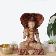 Hand Gesneden Boeddha Beeld -50cm Shiva with Cobra