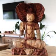 Hand Gesneden Boeddha Beeld -50cm Shiva with Cobra
