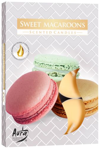 Set van 6 Geparfumeerde Theelichten - Zoete Macaron