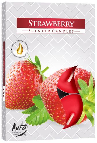 Set van 6 Geparfumeerde Theelichten - Aardbei
