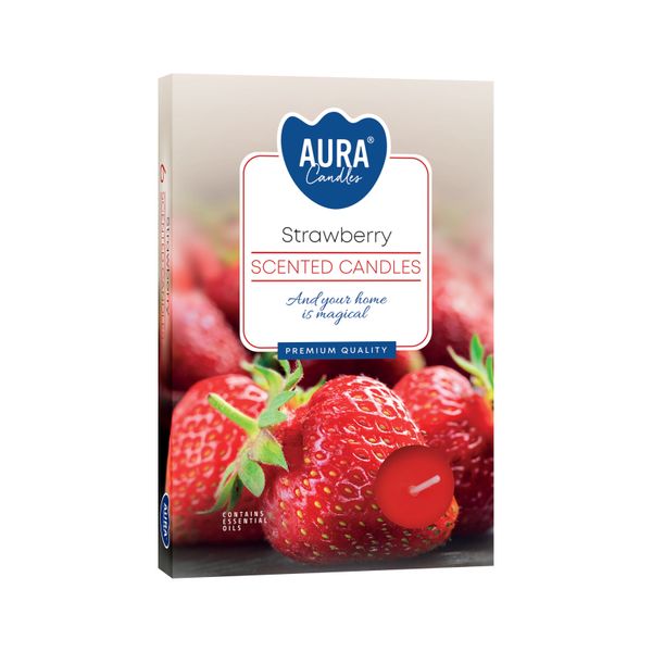 Set van 6 Geparfumeerde Theelichten - Aardbei