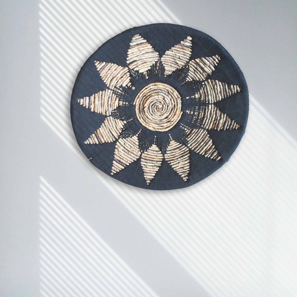 Set van 3 Zeegras Wanddecoratie Schalen - Zwart