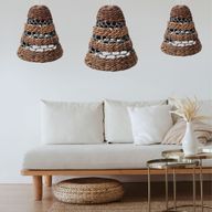 Natuurlijke Bananenblad & Hitam Raffia Lampenkappen - Set van 3