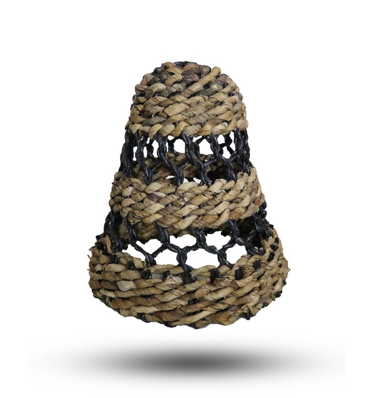 Natuurlijke Bananenblad & Hitam Raffia Lampenkappen - Set van 3