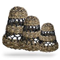 Natuurlijke Bananenblad & Hitam Raffia Lampenkappen - Set van 3
