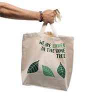 Bedrukte Katoenen Tas - We are Waves - Grijs, Blauw en Naturel