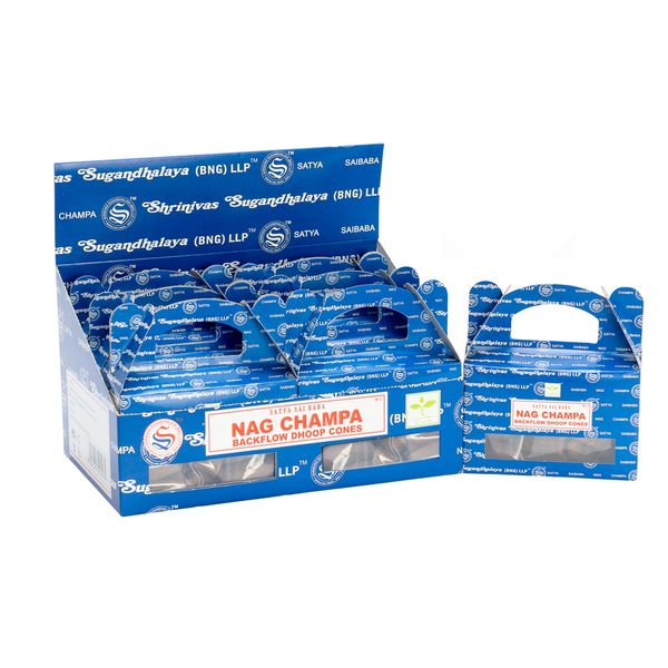 Satya Nagchampa Backflow Dhoop Kegels - Doos met 6 pakjes van 24 stuks per pak