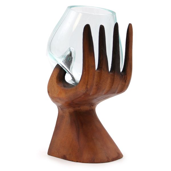 Gesmolten Glas op Gekerfd Hand