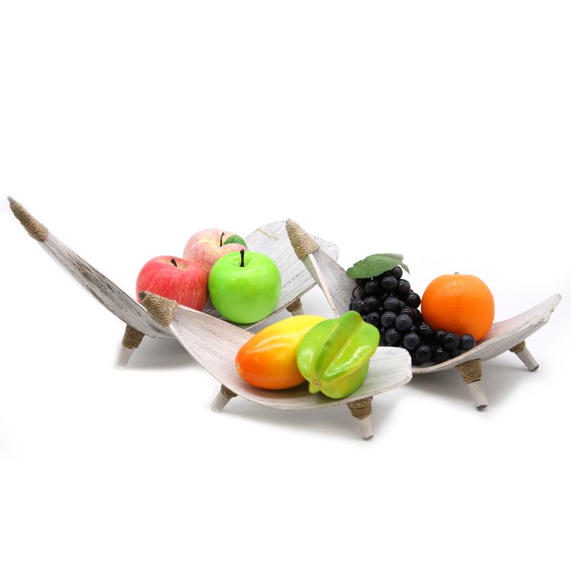Kokosblad Fruitschaal Set - Whitewash