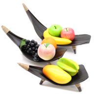 Kokosblad Fruitschaal Set - Chocolade