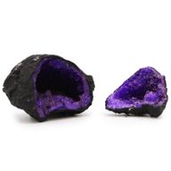 Gekleurde Calciet Geodes - Zwarte Steen - Paars