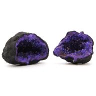 Gekleurde Calciet Geodes - Zwart Gesteente - Blauw