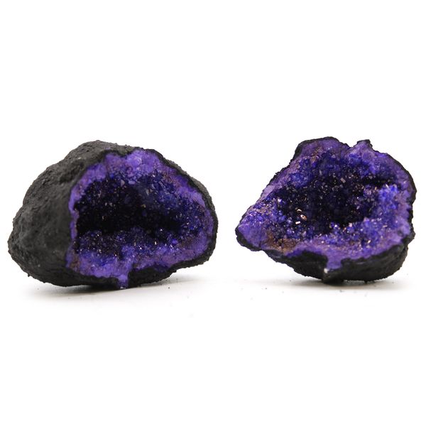 Gekleurde Calciet Geodes - Zwart Gesteente - Blauw
