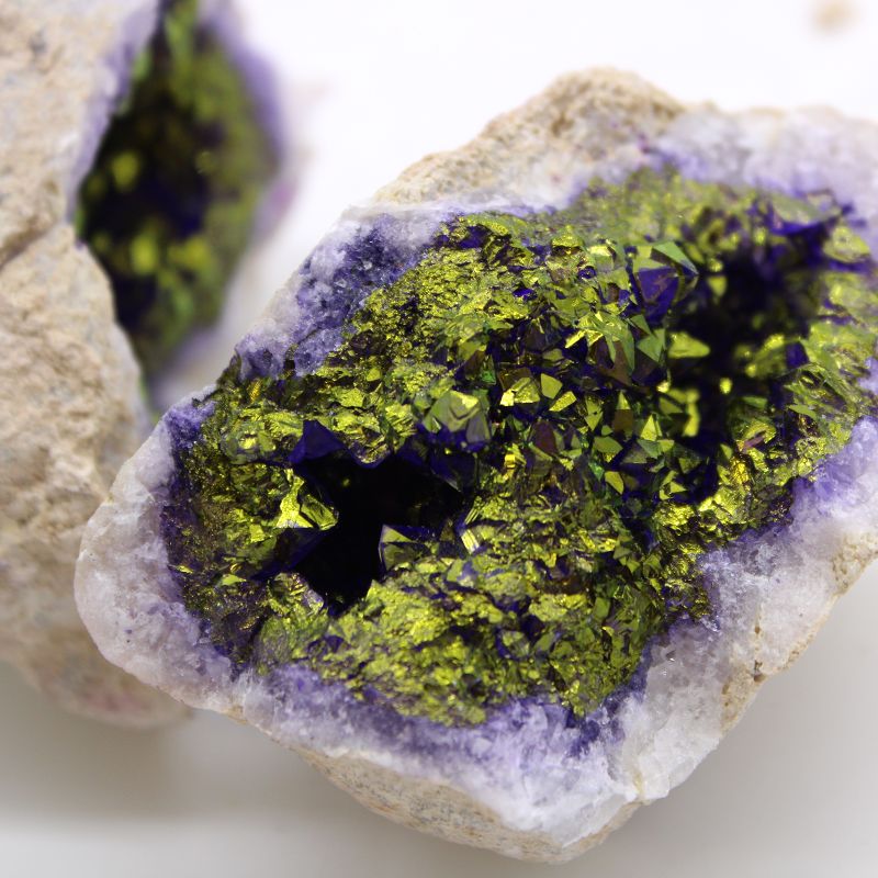 Gekleurde Calciet Geodes - Natuurlijke Steen - Paars en Goud