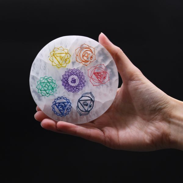Seleniet Oplaad Borden - Medium - 10cm - Chakra Design - Gekleurd