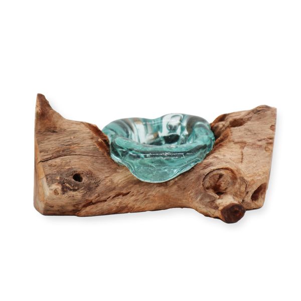 Enkele houder van Gesmolten Glas op Hout