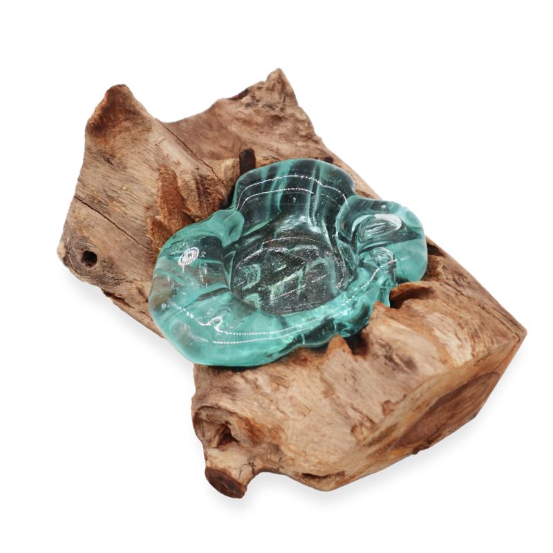 Enkele houder van Gesmolten Glas op Hout