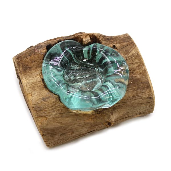 Enkele houder van Gesmolten Glas op Hout
