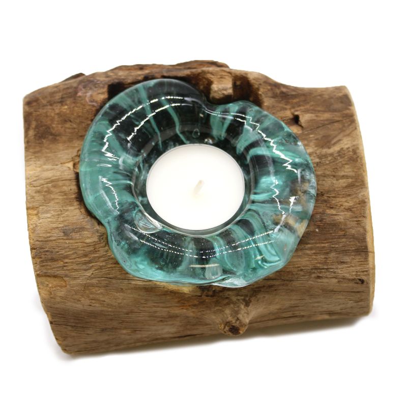 Enkele houder van Gesmolten Glas op Hout