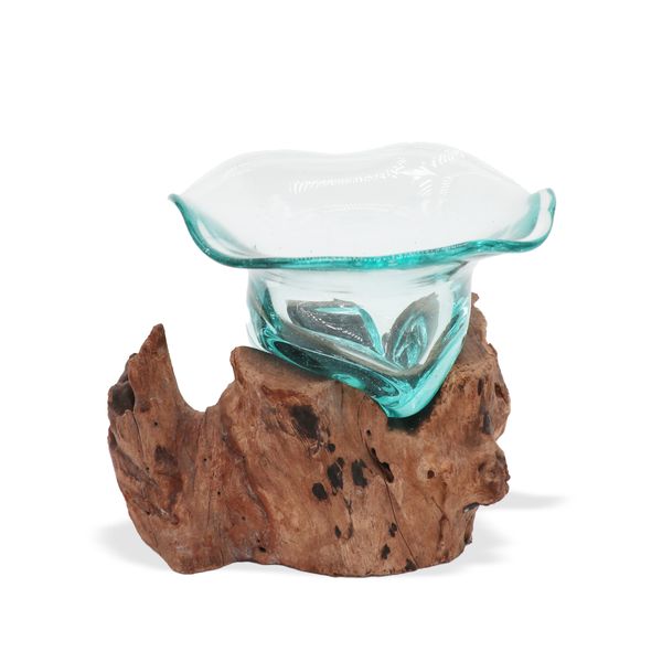 Gesmolten Glas Buitensporige Zoete Kom op Hout