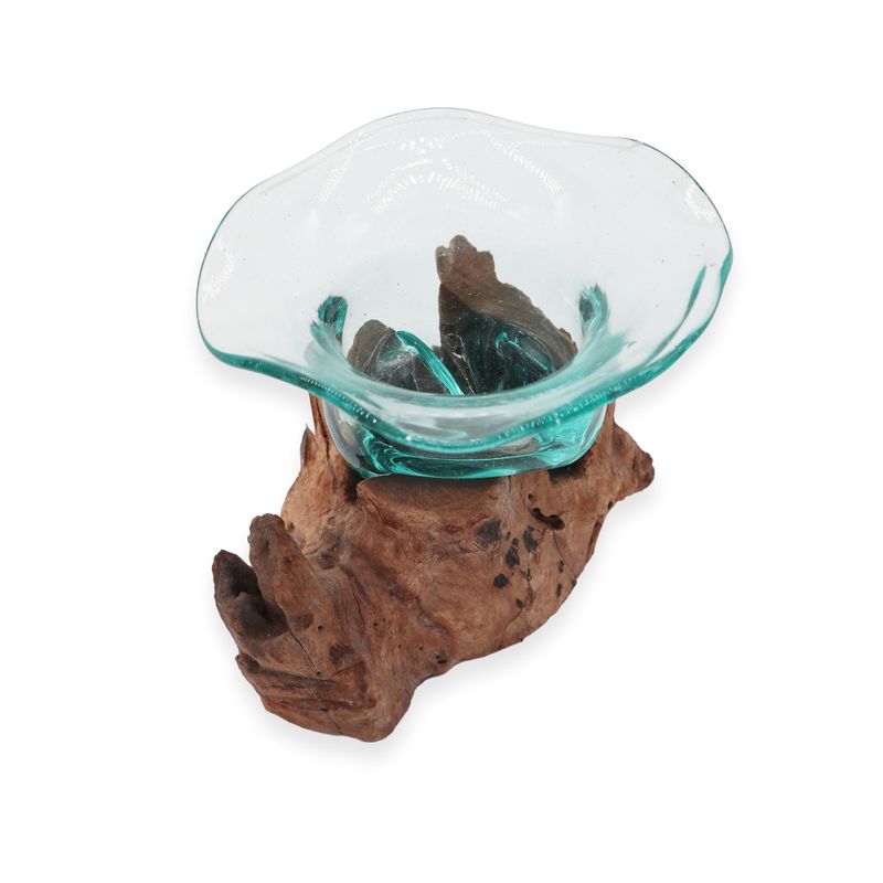 Gesmolten Glas Buitensporige Zoete Kom op Hout