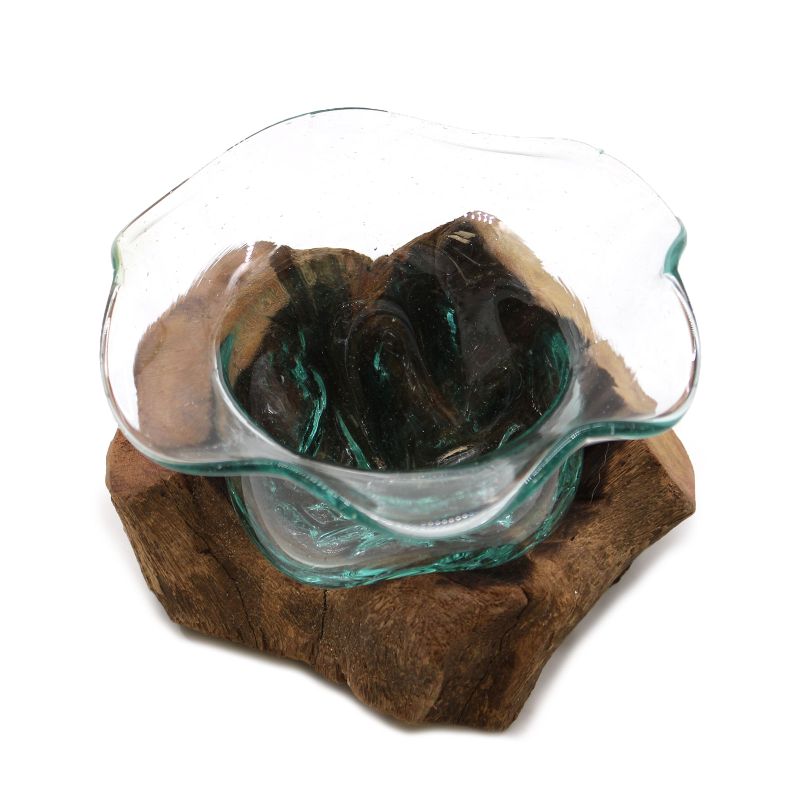 Gesmolten Glas Buitensporige Zoete Kom op Hout