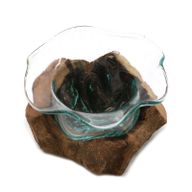 Gesmolten Glas Buitensporige Zoete Kom op Hout