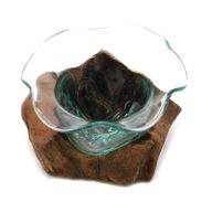 Gesmolten Glas Buitensporige Zoete Kom op Hout