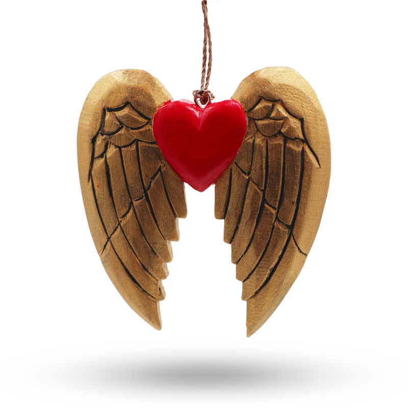 Gouden Xmas Angel Wing & Heart - zwart detail
