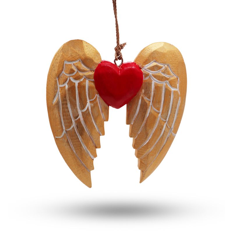 Gouden Xmas Angel Wing & Heart - wit detail