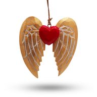 Gouden Xmas Angel Wing & Heart - wit detail