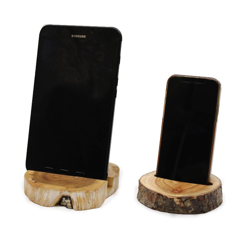 Grote Gamal Houten Telefoonhouder - Whitewash