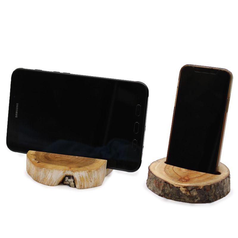Grote Gamal Houten Telefoonhouder - Whitewash