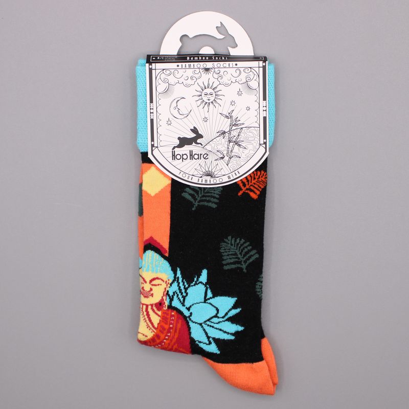 Hop Hare Bamboo Socks - Blue Buddha & Lotus S/M
